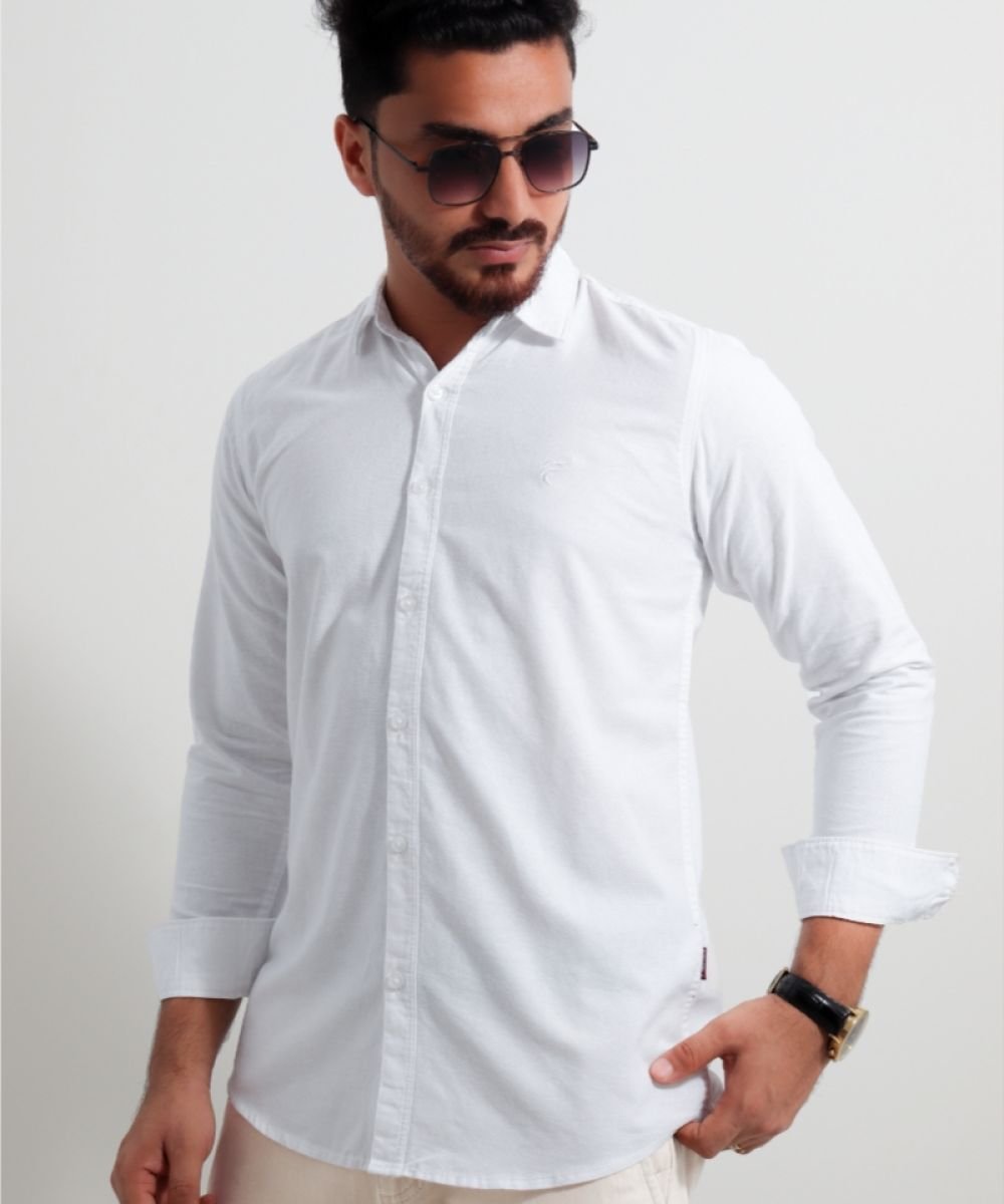 Oxford Cotton White Full Sleeve Shirt For Men's