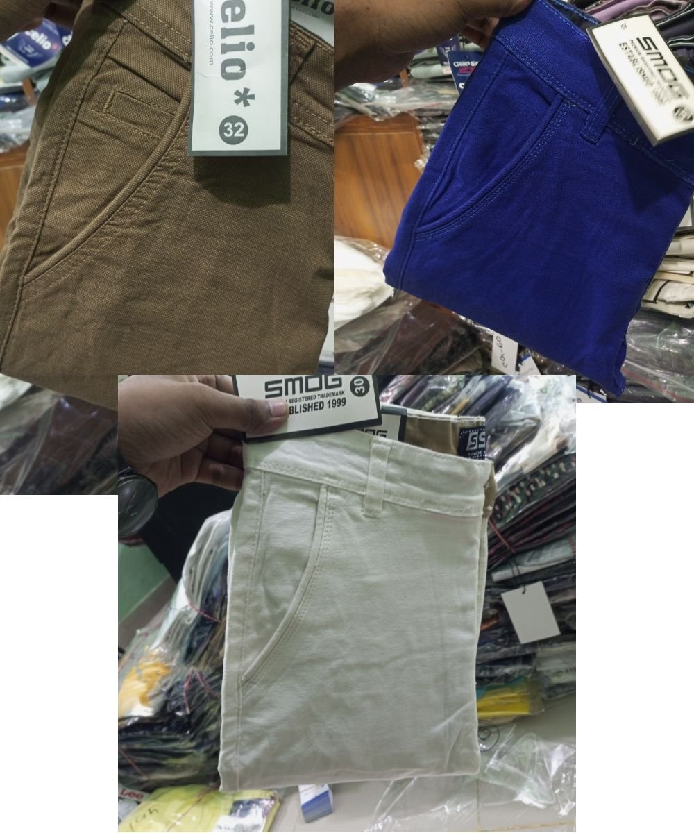 Men's 3 Color Slimfit Stretchable(Brown,Blue,White) Combo Gabardine Pant