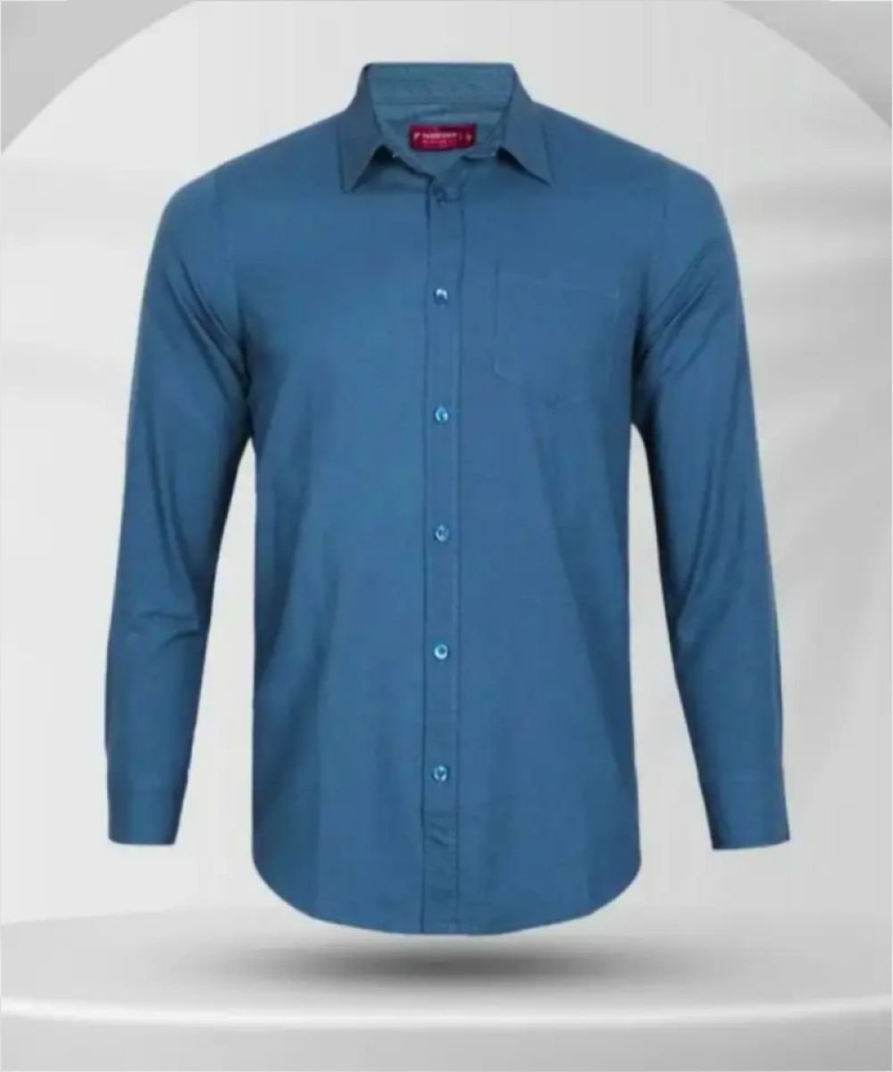 Oxford Cotton Marine Blue Full Sleeve Shirt For Men's (Pocket)