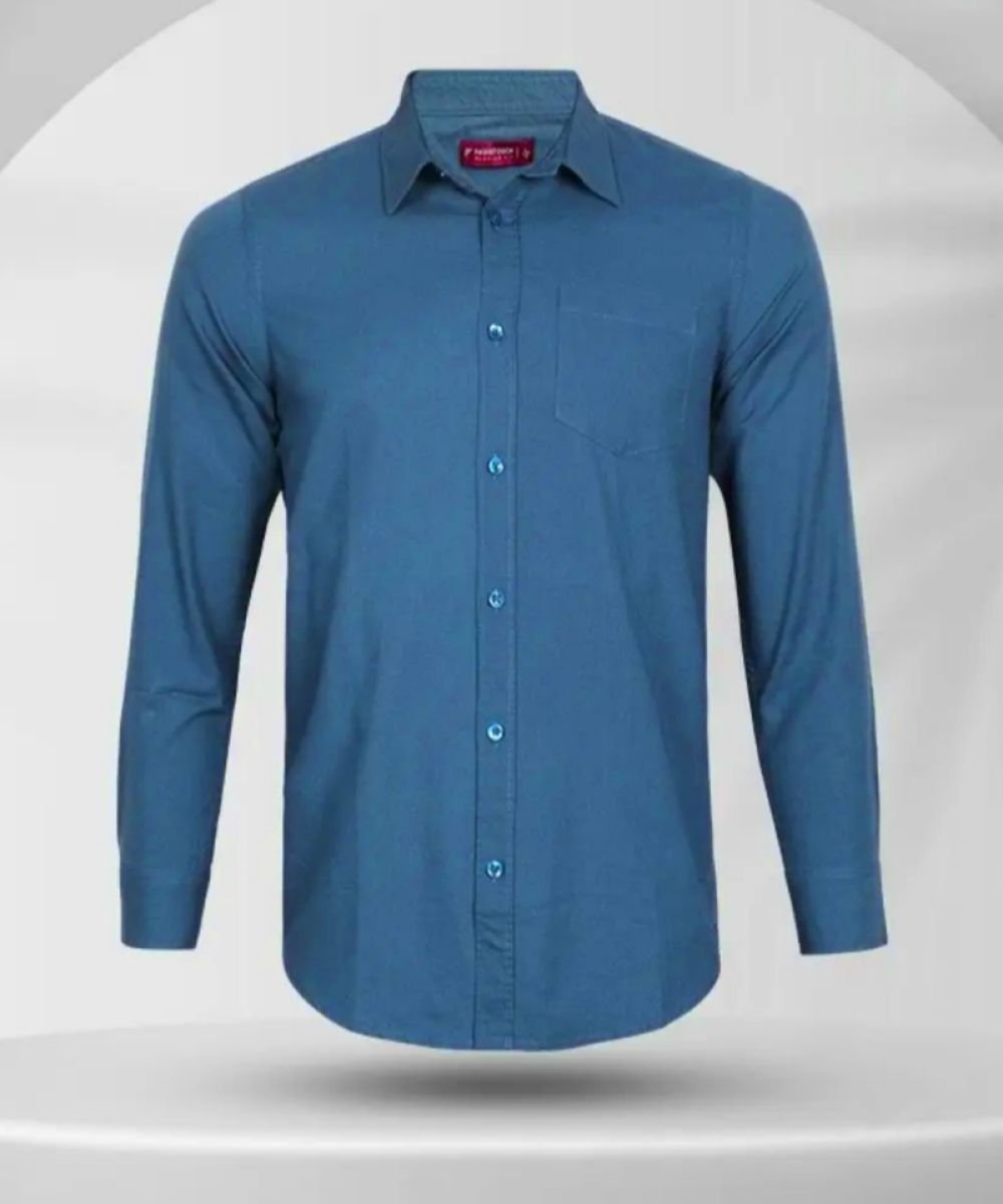Oxford Cotton Marine Blue Full Sleeve Shirt For Men's