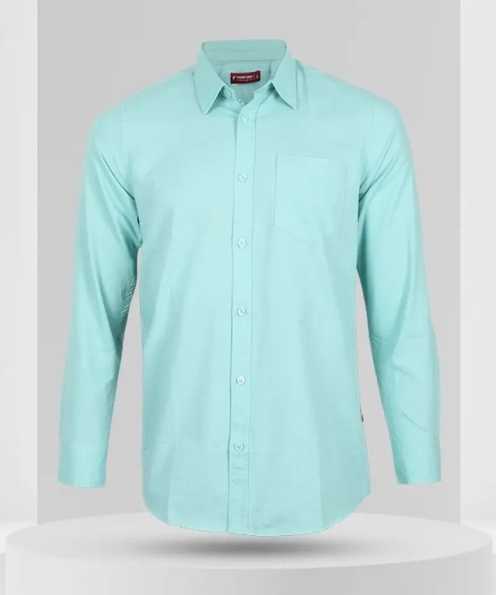 Oxford Cotton Peste Color Full Sleeve Shirt For Men's(Pocket)