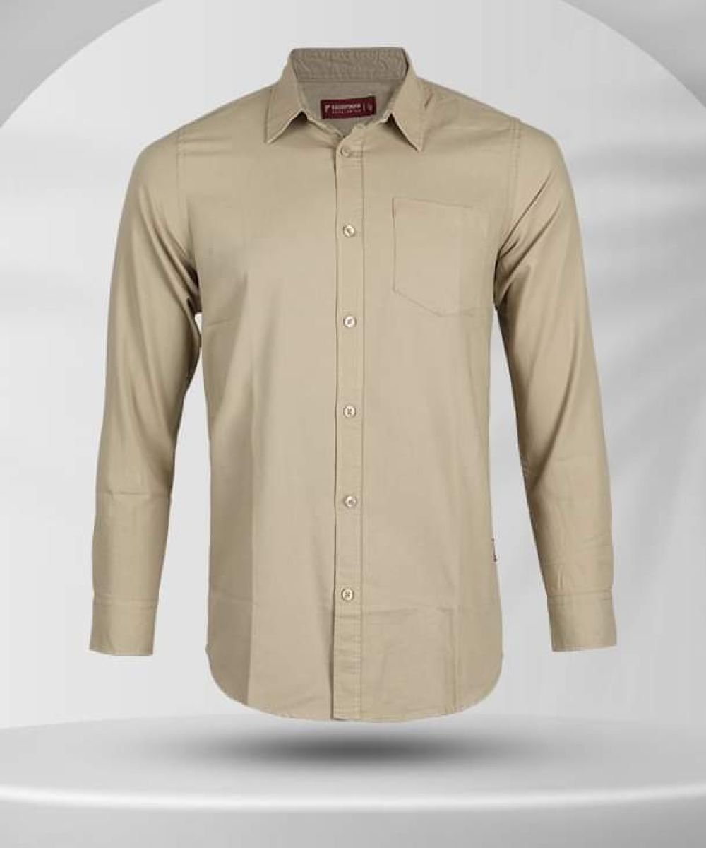 Oxford Cotton Biscuit Color Full Sleeve Shirt For Men's