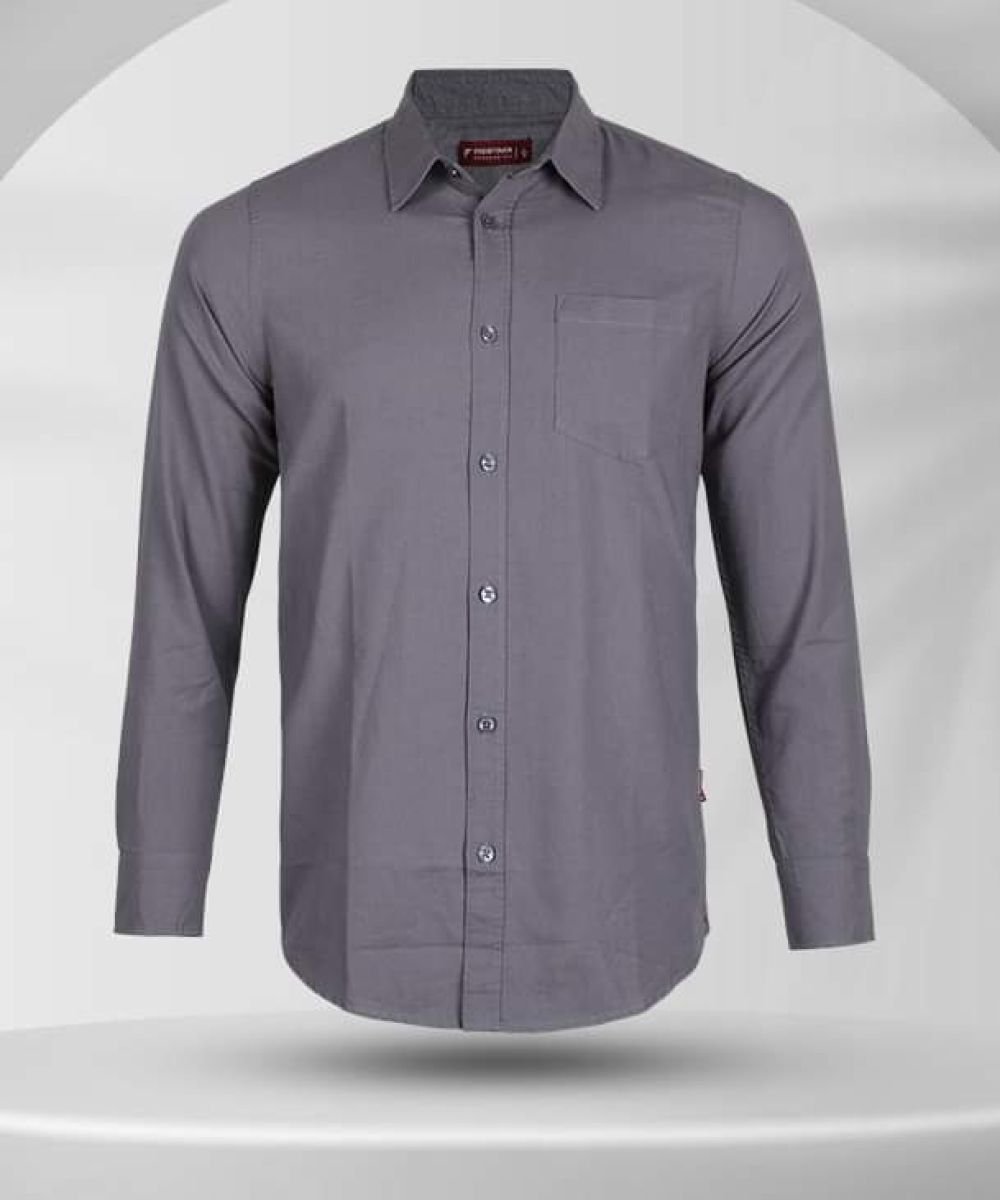 Oxford Cotton Gray Full Sleeve Shirt For Men's