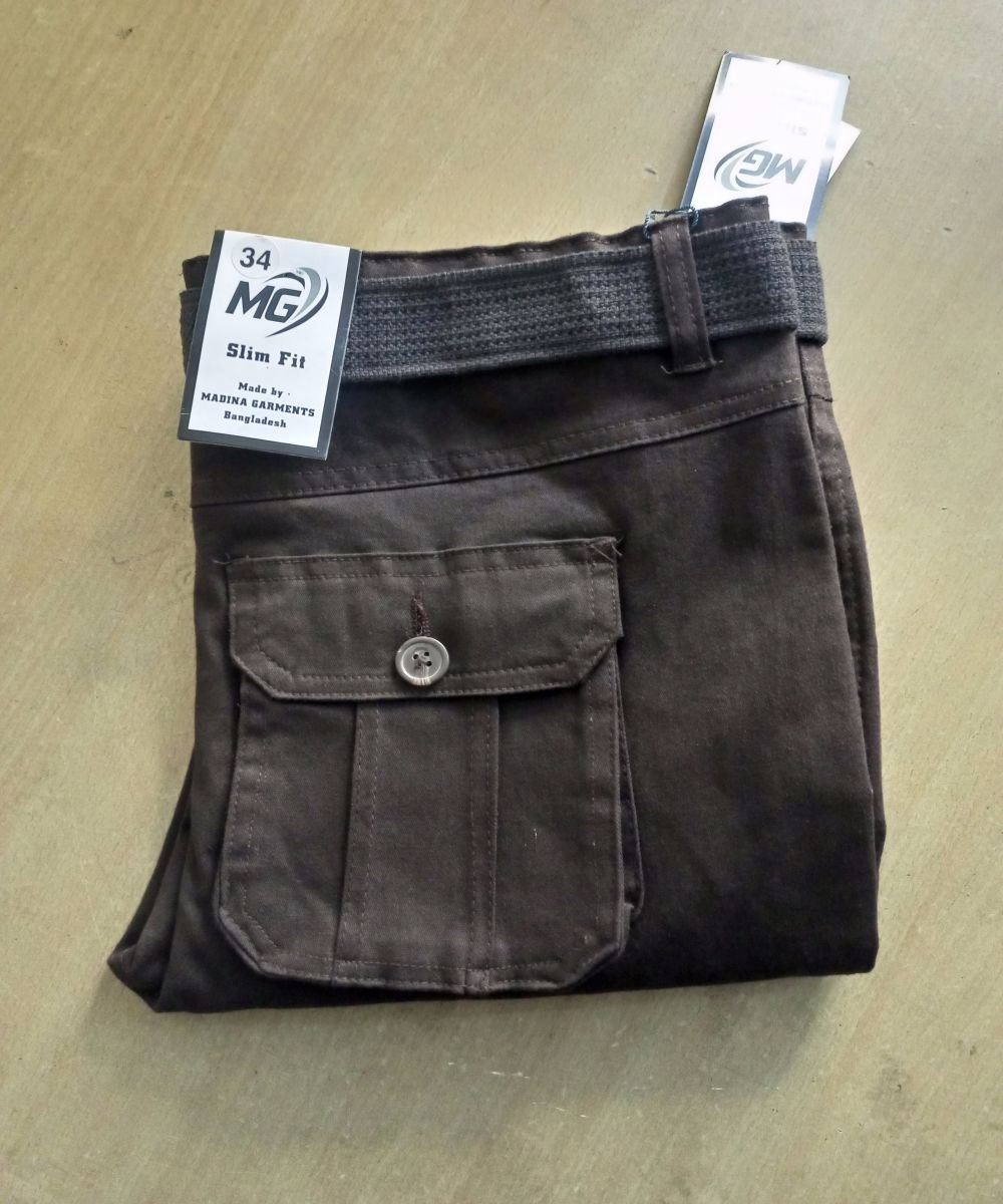 Twill Casual Brown Cargo Pant For Men's