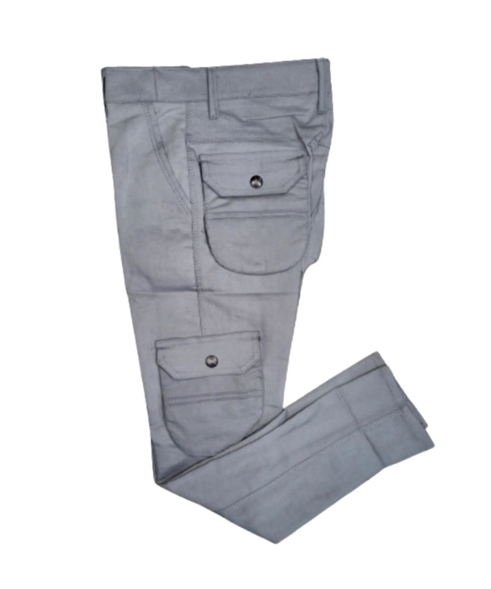 Men's Grey Cotton Cargo Mobile Pant