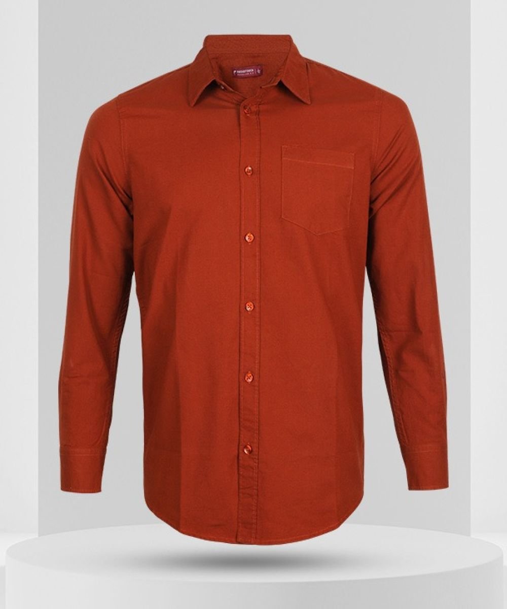 Oxford Cotton Brick Color Full Sleeve Shirt For Men's