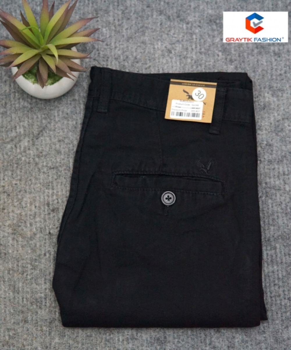 Men's Black Non-Stretchable Soft Formal Slim Fit Gabardine Pant