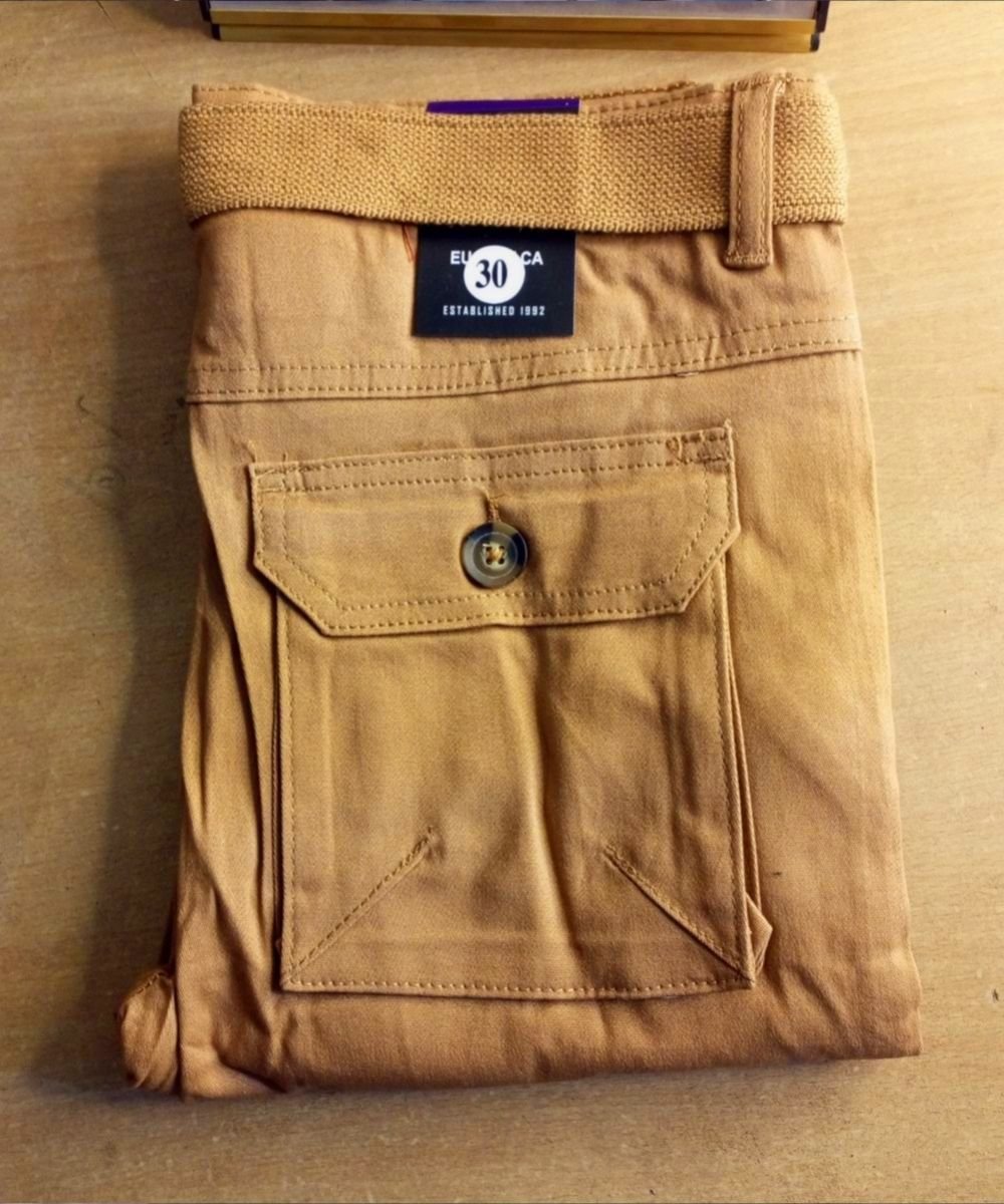 Twill Casual Premium Light Brown Cargo Mobile Pant For Men's