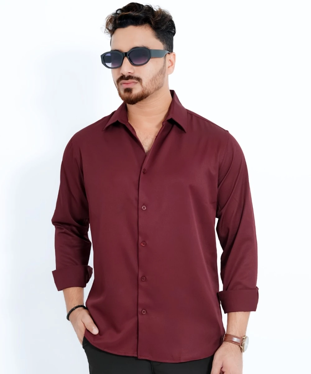 Men's Premium China Cherry Shirt In Maroon