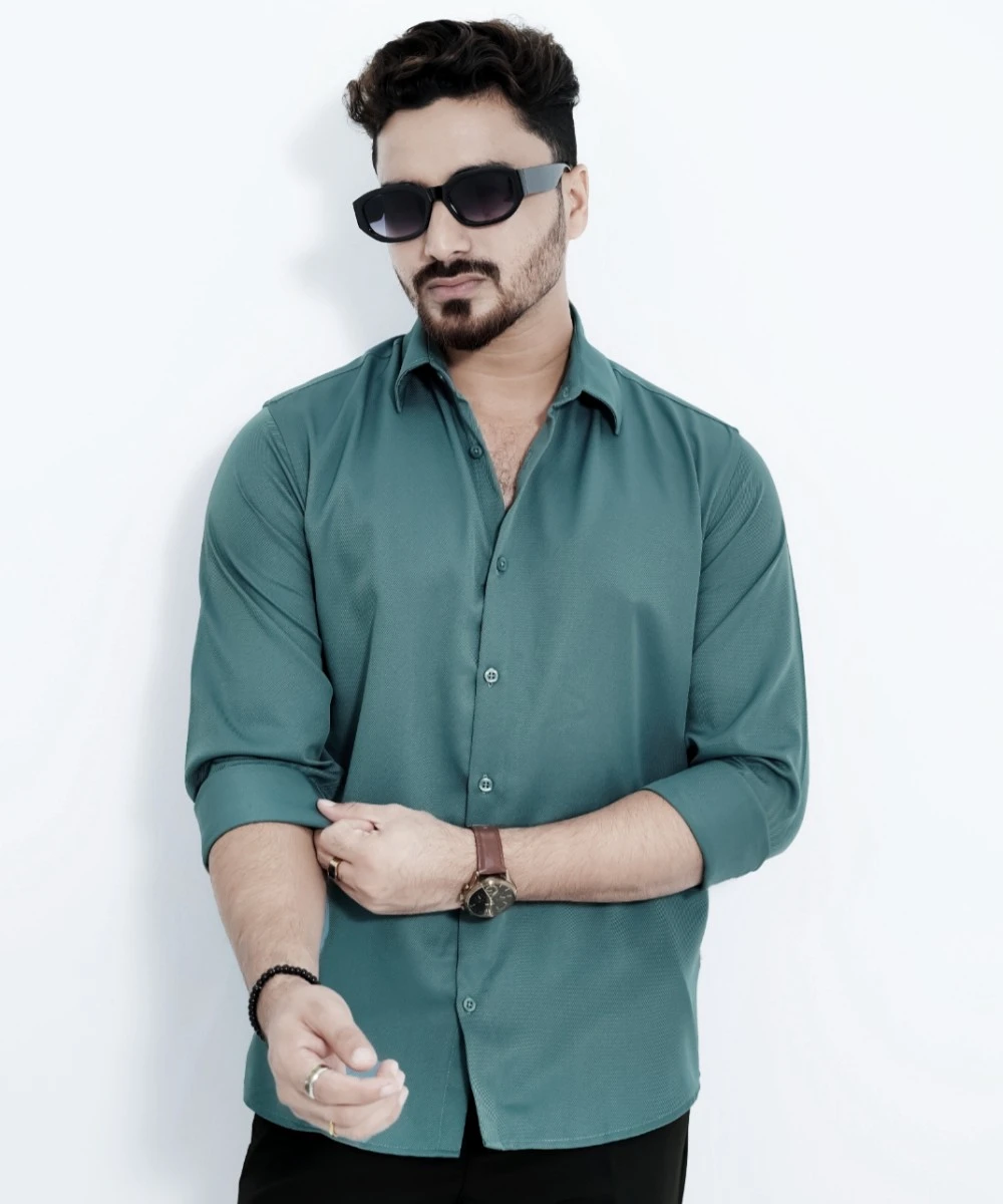Men's Premium China Cherry Shirt In Tealblue