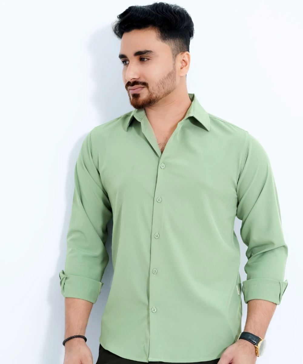 Standard Lemon China Micro Stretchable Solid Shirt For Men's