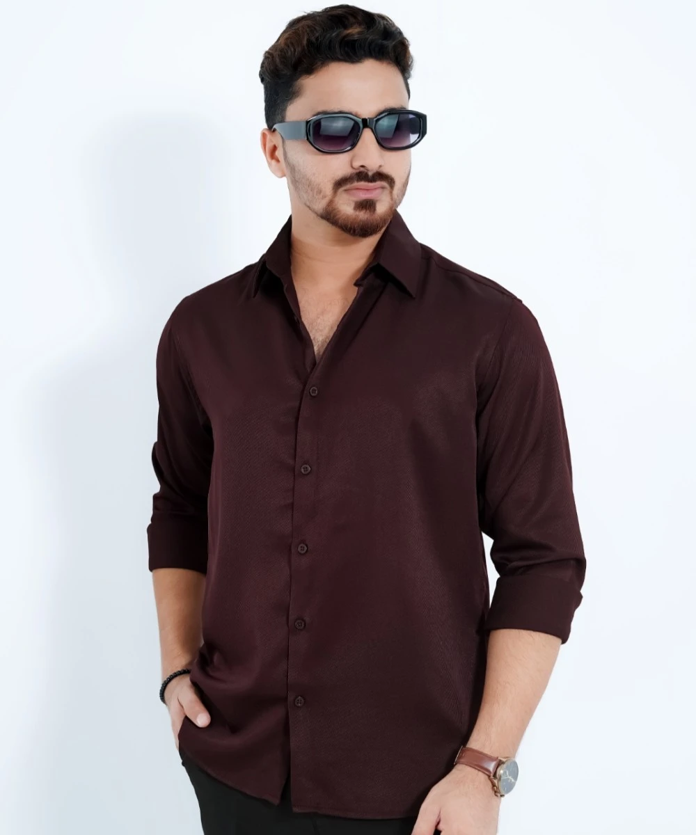 Men's Premium China Cherry Shirt In Dark-Coffee
