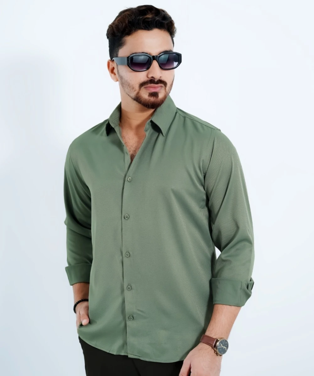 Men's Premium China Cherry Shirt In Sage Green