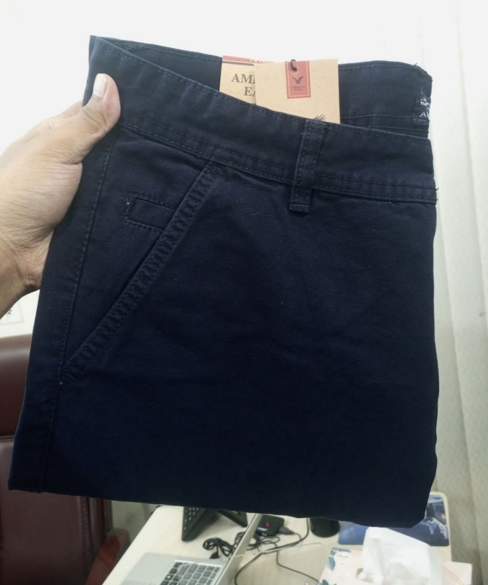 Dark Navy American Eagle Muster Copy Standard Non Stretchable Gabardine Pant For Men's