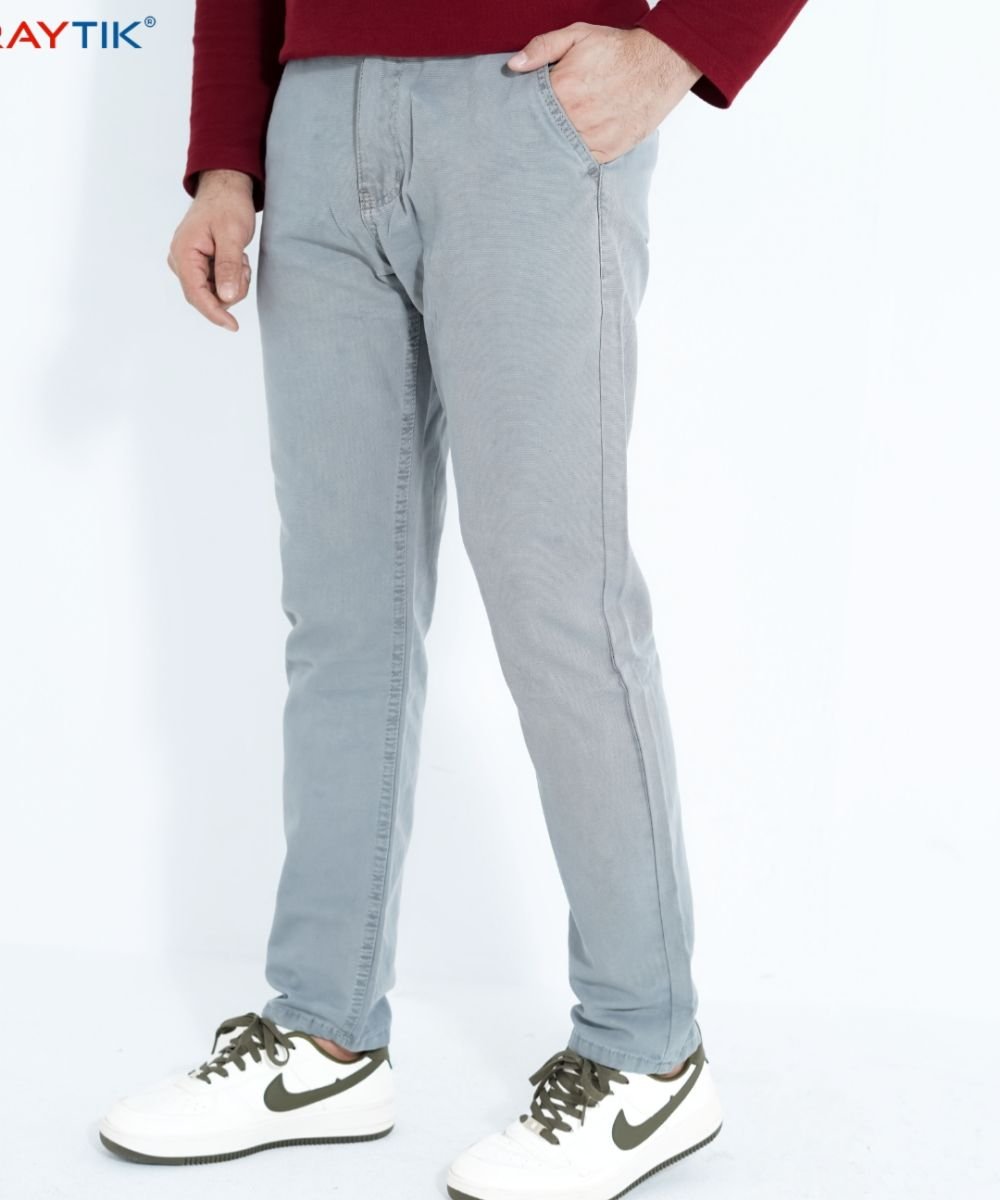 Light Gray American Eagle Muster Copy Standard Non Stretchable Gabardine Pant For Men's