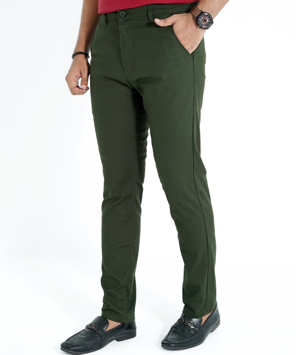 Men’s Olive Superior Durable, Comfortable Standard Fit Gabardine Pant