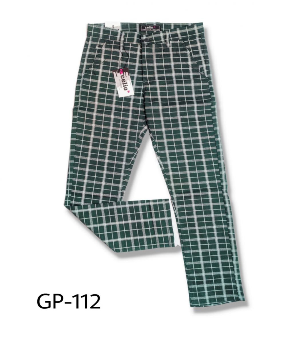 Men's Slim Fit Cotton Check Gabardine Pant