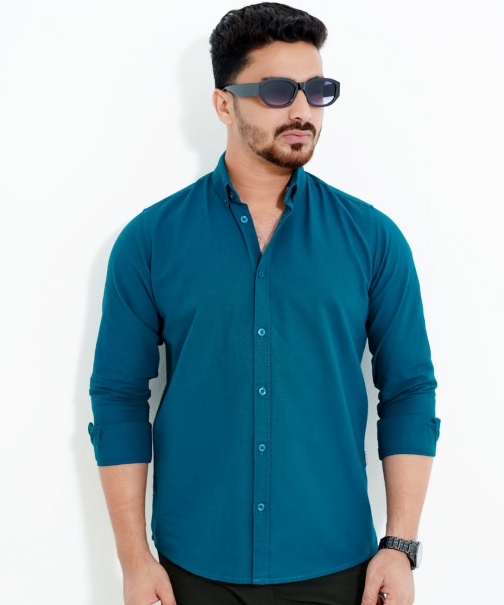 Men’s Standard Oxford Cotton Button-Down Shirt In Petrol Blue