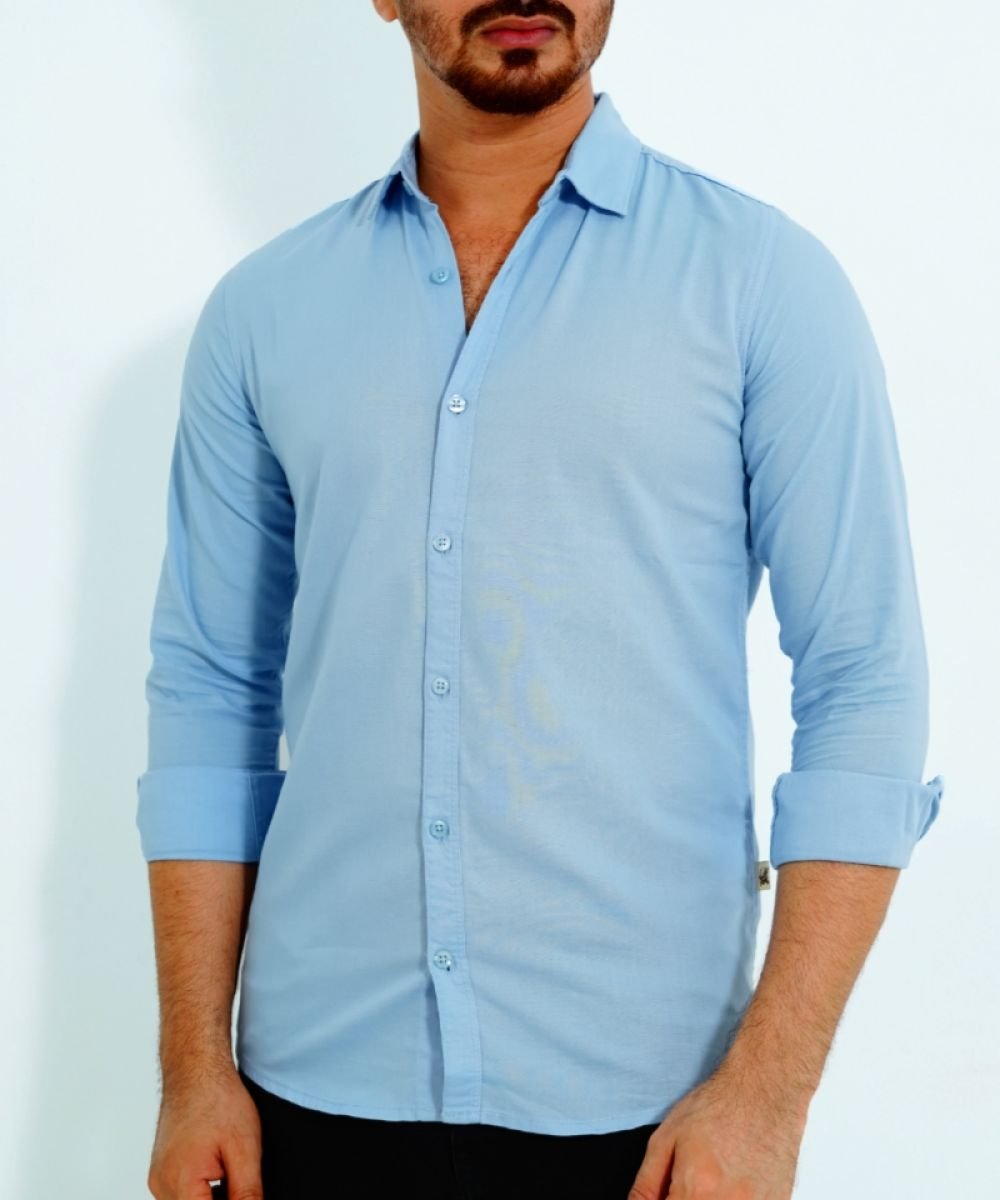 Oxford Cotton Skyblue Full Sleeve Shirt For Men's