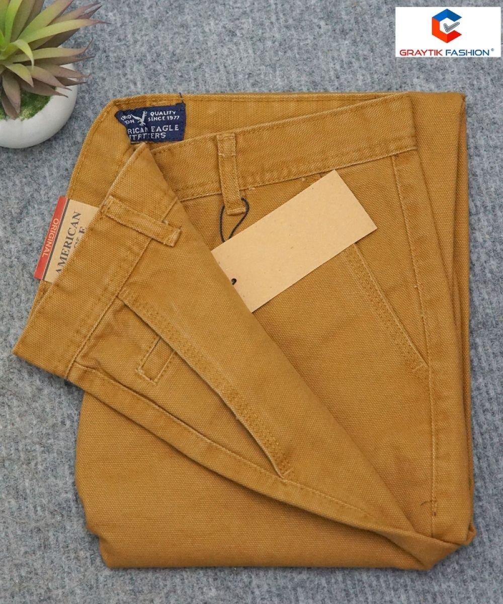 Men's Formal Light Golden Slim Fit Soft Non-Stretchable Gabardine Pant