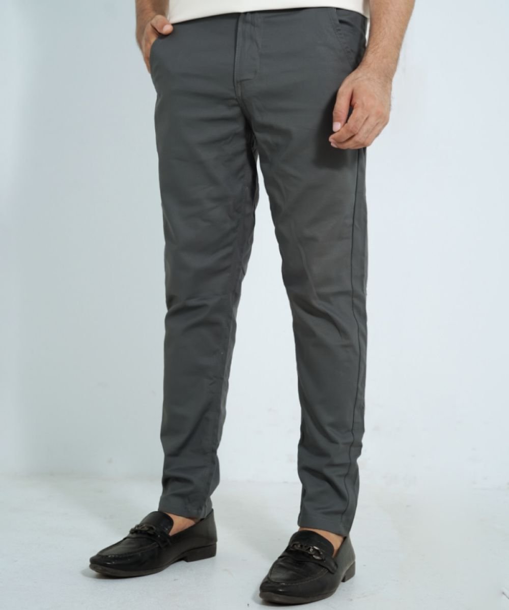 Premium Stretchable Gray Gabardine Pant For Men's