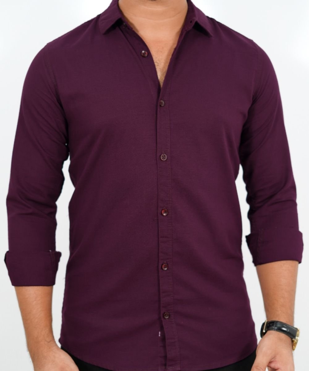 Oxford Cotton Purple Full Sleeve Shirt For Men's