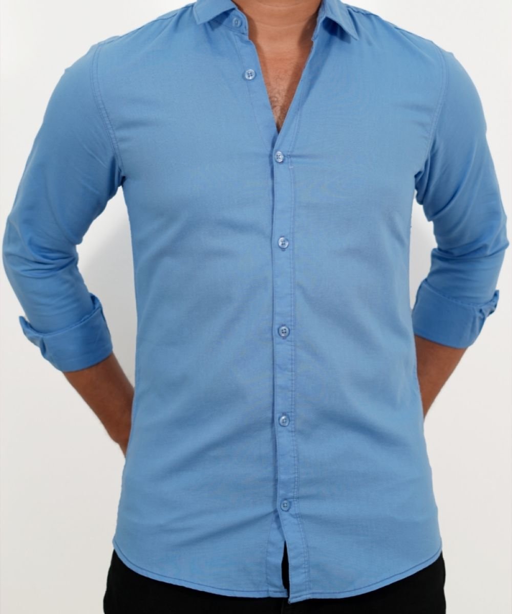 Oxford Cotton Skyblue Full Sleeve Shirt For Men's