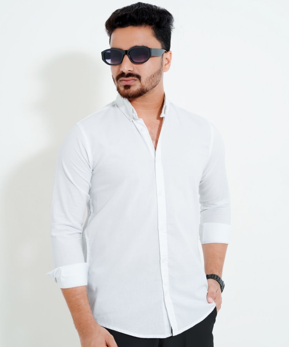 Men’s Standard Oxford Cotton Button-Down Shirt In White