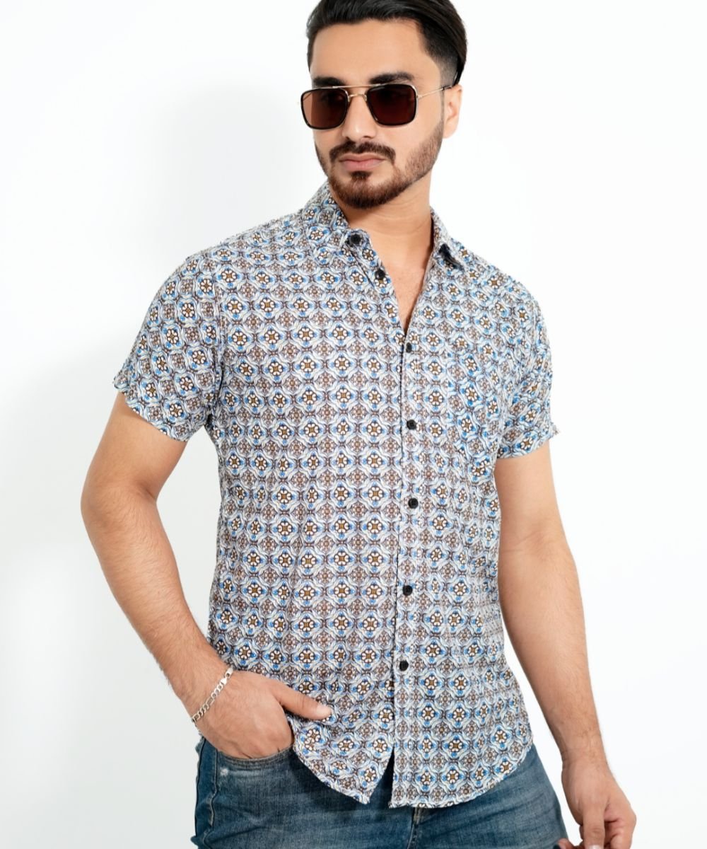 Exclusive Cotton Half Sleeve Print Shirt For Men's