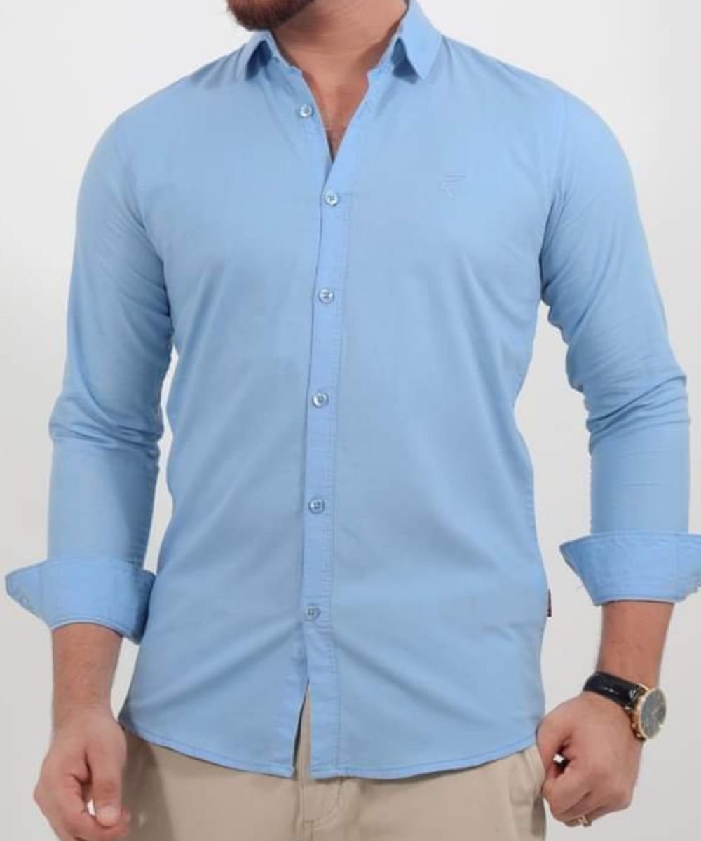 Oxford Cotton Skyblue Full Sleeve Shirt For Men's