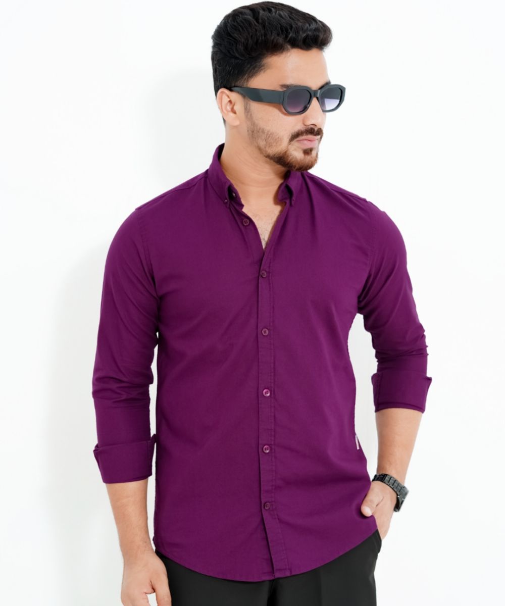 Men’s Standard Oxford Cotton Button-Down Shirt In Purple