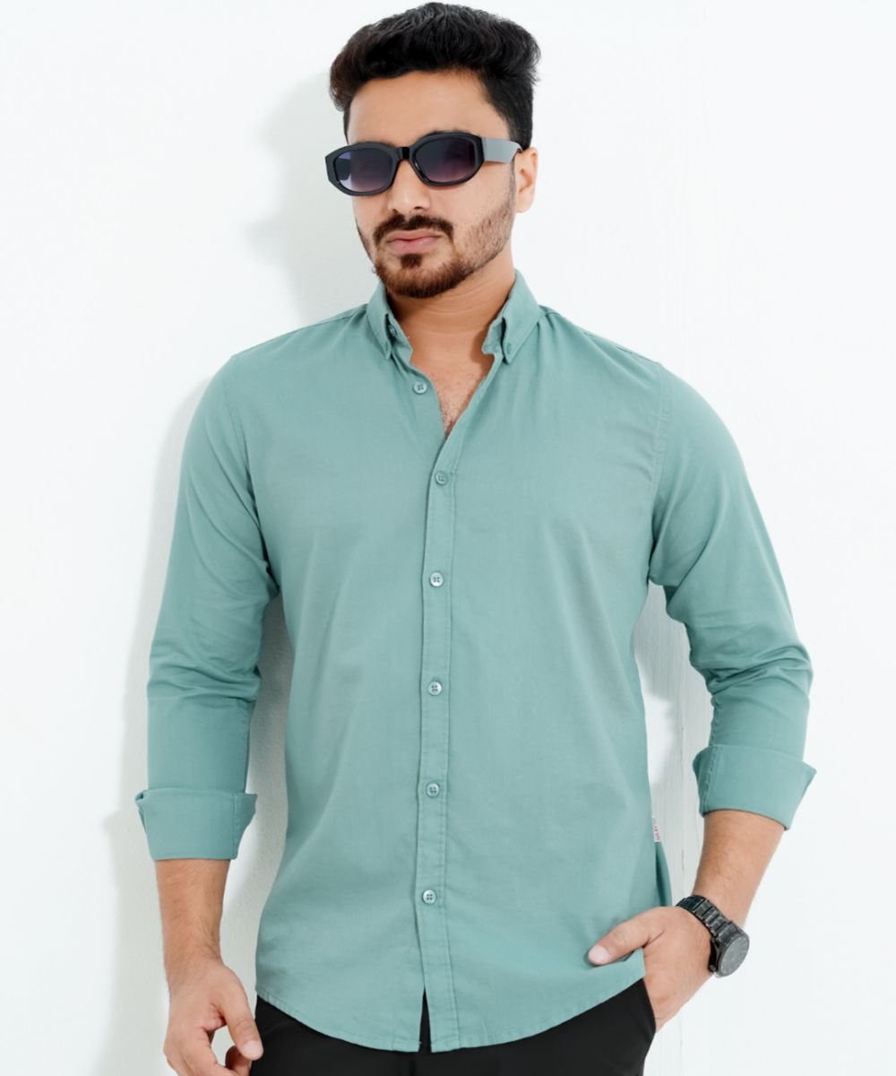 Men’s Standard Oxford Cotton Button-Down Shirt In Sag Green