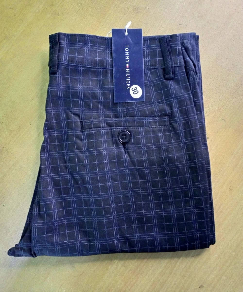 Men's Slimfit Black Check Non-Stretchable Gabardine Pant