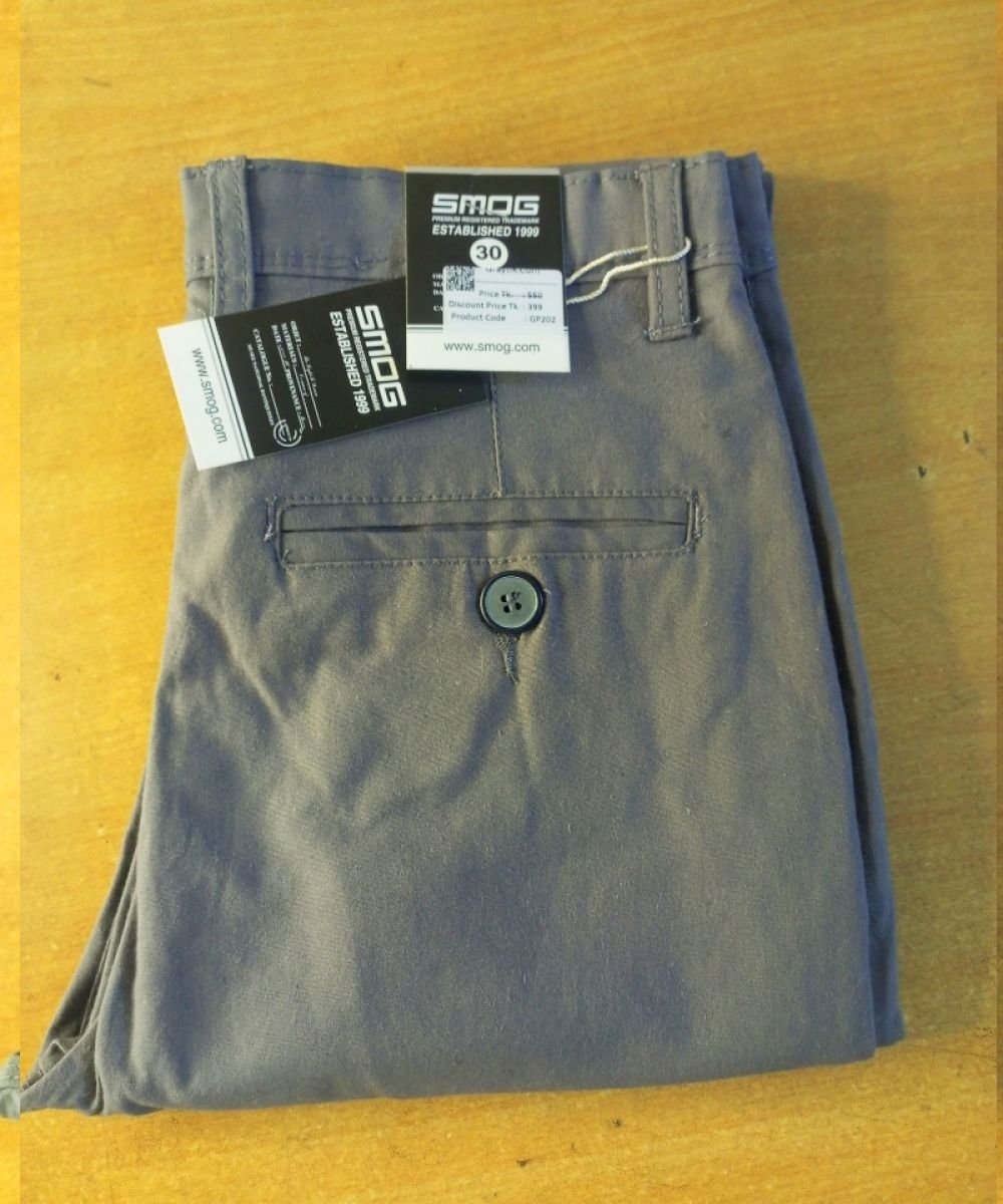 Men's Dark Grey Cotton Stretchable Soft Gabardine Pant