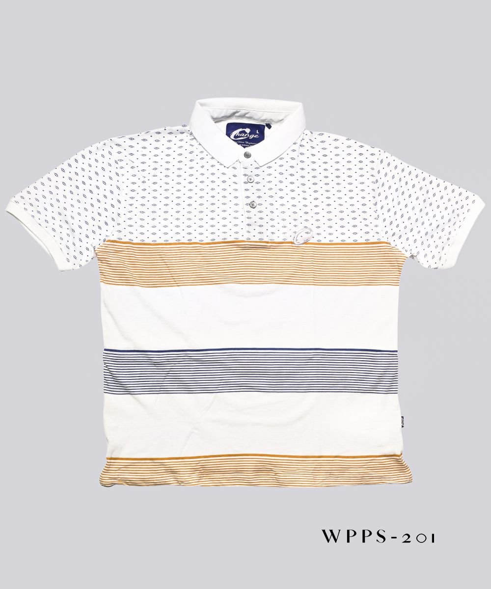 Men's Exclusive White Print Polo Shirt