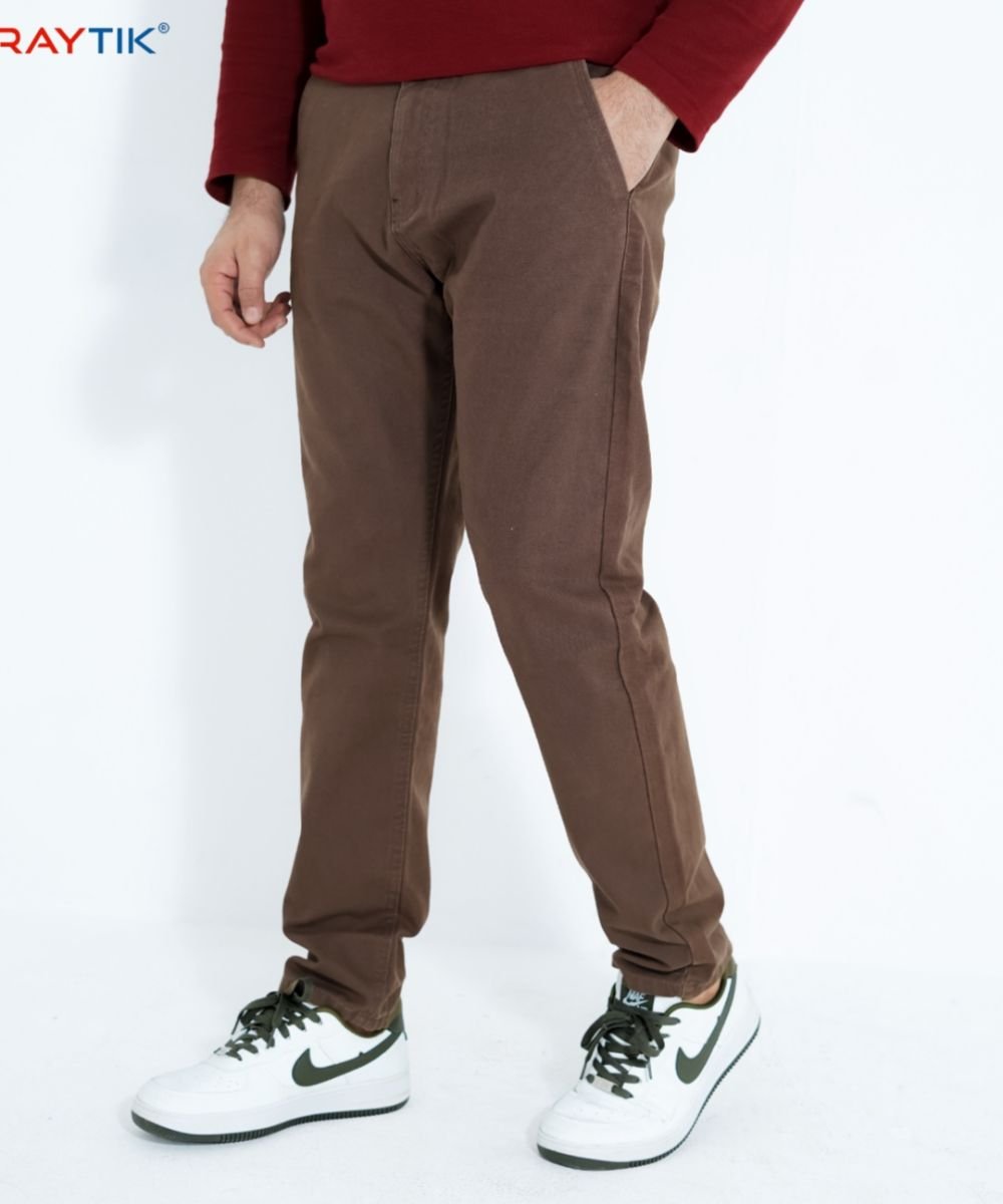 Light Brown American Eagle Muster Copy Standard Non Stretchable Gabardine Pant For Men's