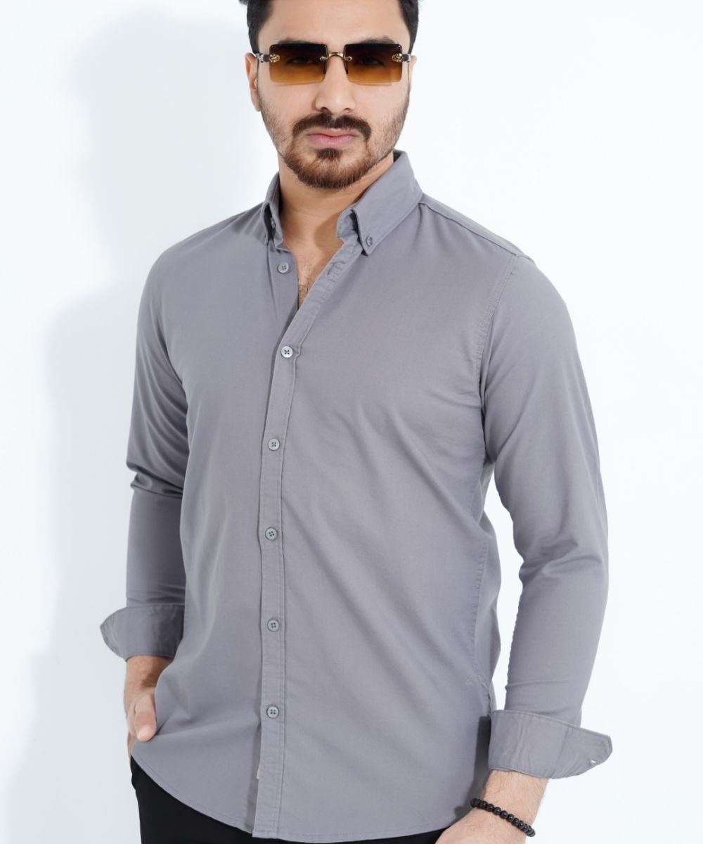Signature Gray Oxford Shirt For Men's
