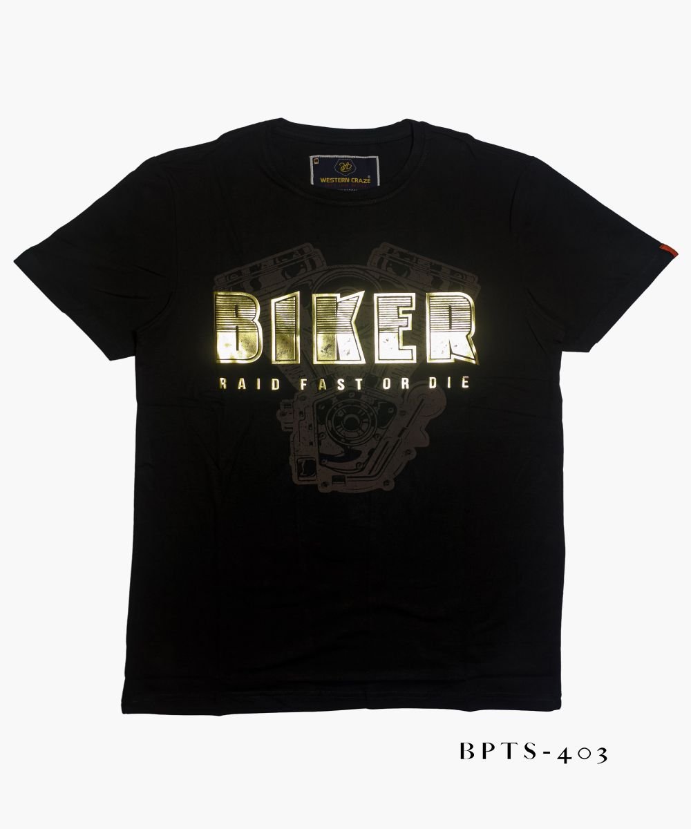 Men's Rubber Print Black T-Shirt