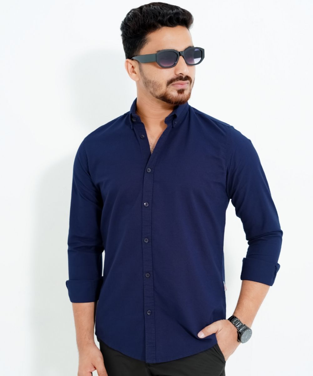 Men’s Standard Oxford Cotton Button-Down Shirt In Navy-Blue